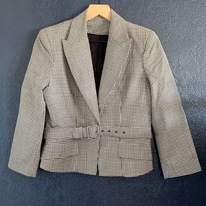 Petite Gingham Belted Blazer